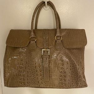 Jessica Simpson Beige Croc Print Tote Bag